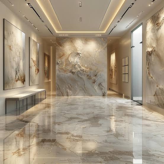 Polished marble-look stone finish, decorative countertop concept